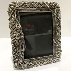 VTG Godinger Silver 5x7 Photo Frame Quilted Rope Tassel Design Tabletop 1992
